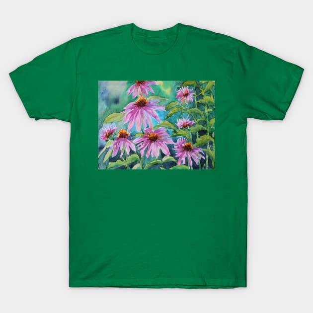 Echinacea Watercolor Painting T-Shirt by SvitlanaProuty